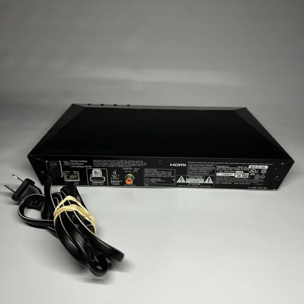 Sony BDP-S1100 Blu-ray Player, Black, USB Input, Blu-ray/DVD, HDMI (TESTED)